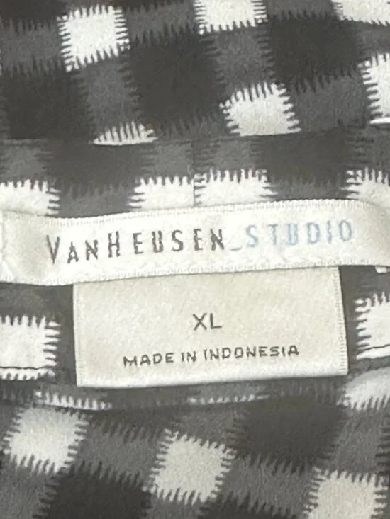 Van Heusen Studio Womens Sleeveless Gingham Top Black Red XL Cottagecore Hippie - Picture 3 of 9